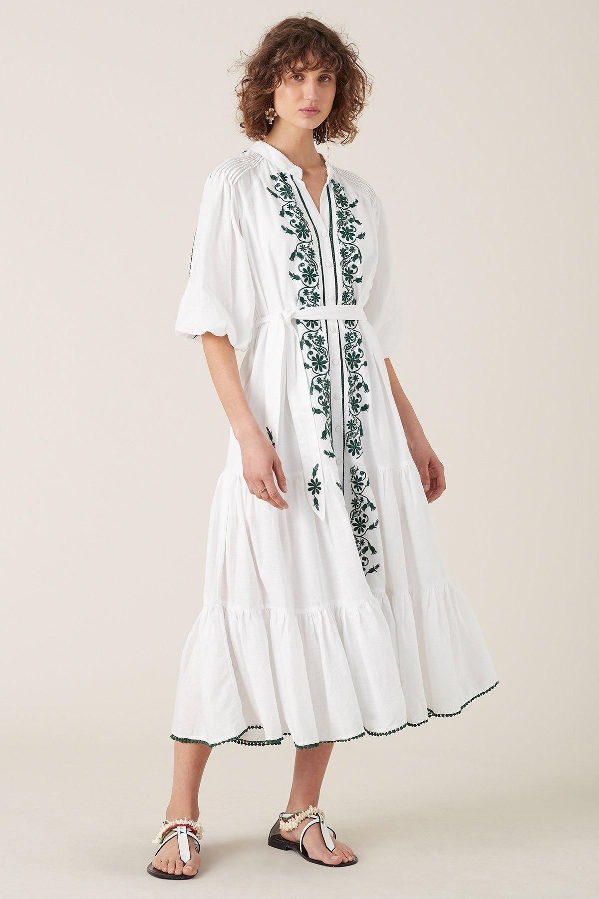 Tigerlily Villaya Linen Maxi Dress Size 8 for rent on The Volte - main image