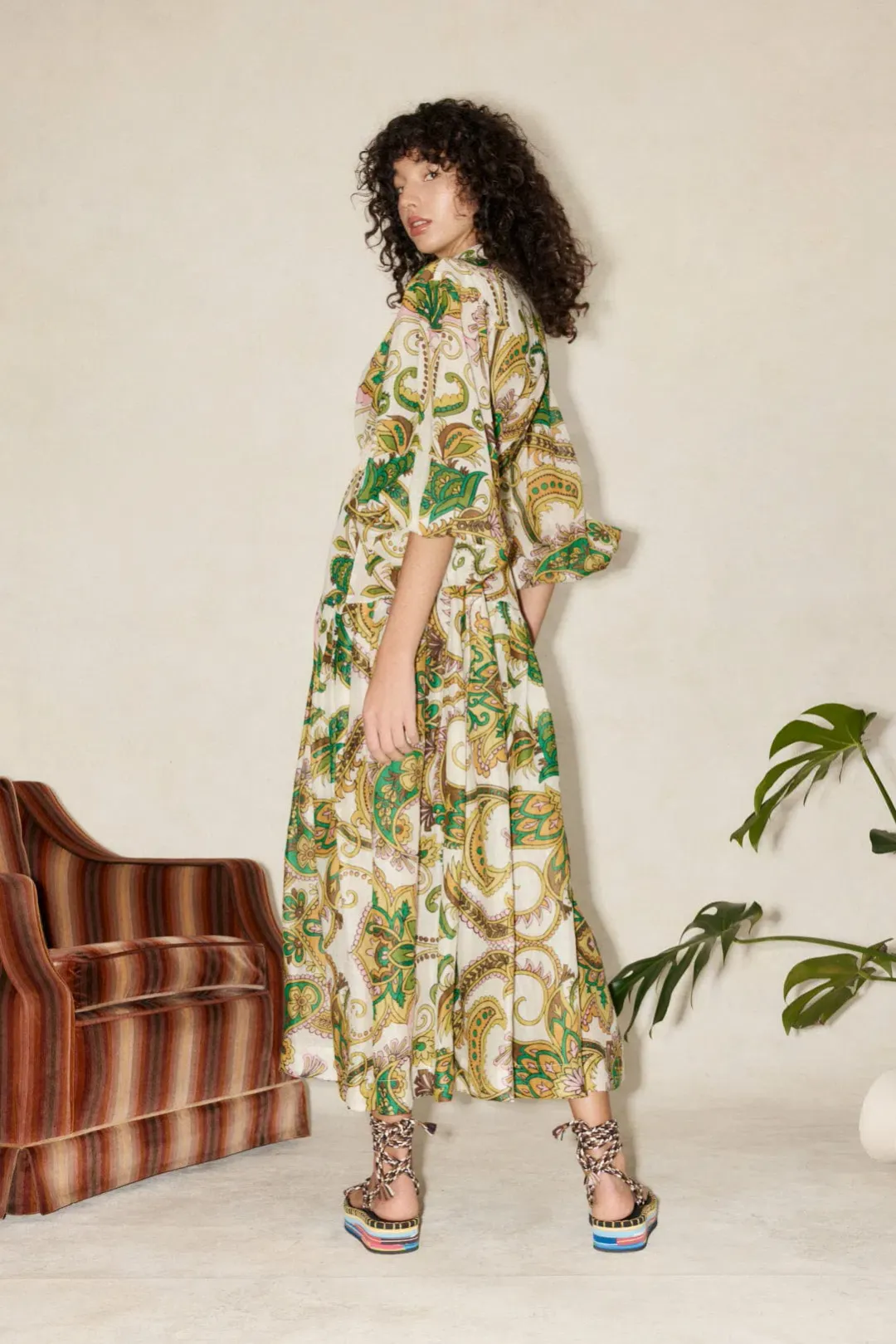 Alemais Octavia V Neck Shirt Dress Print Size 12 for rent on The Volte - main image