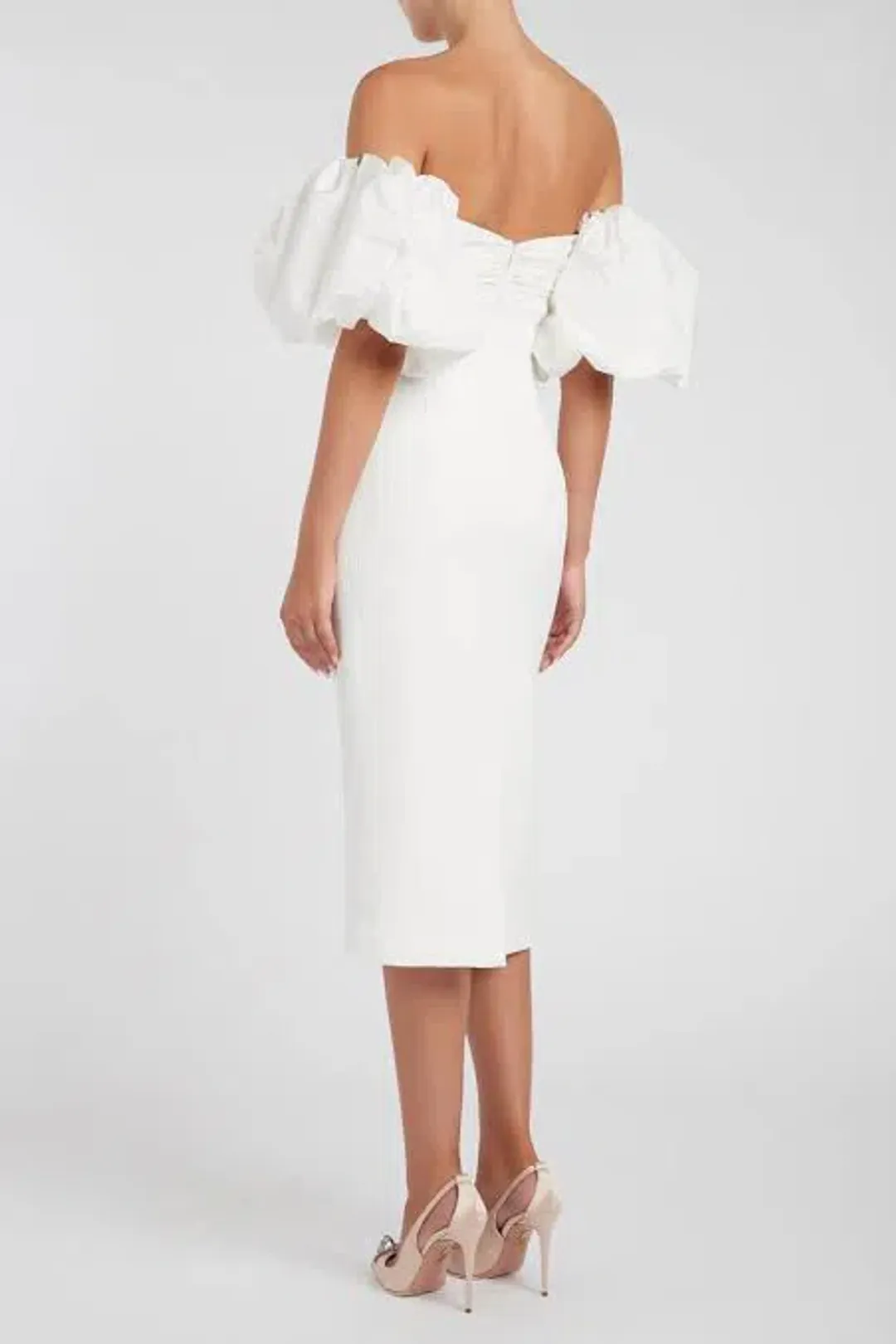 Rebecca Vallance Genevieve Puff Sleeve Dress White Size 12 for rent on The Volte - main image
