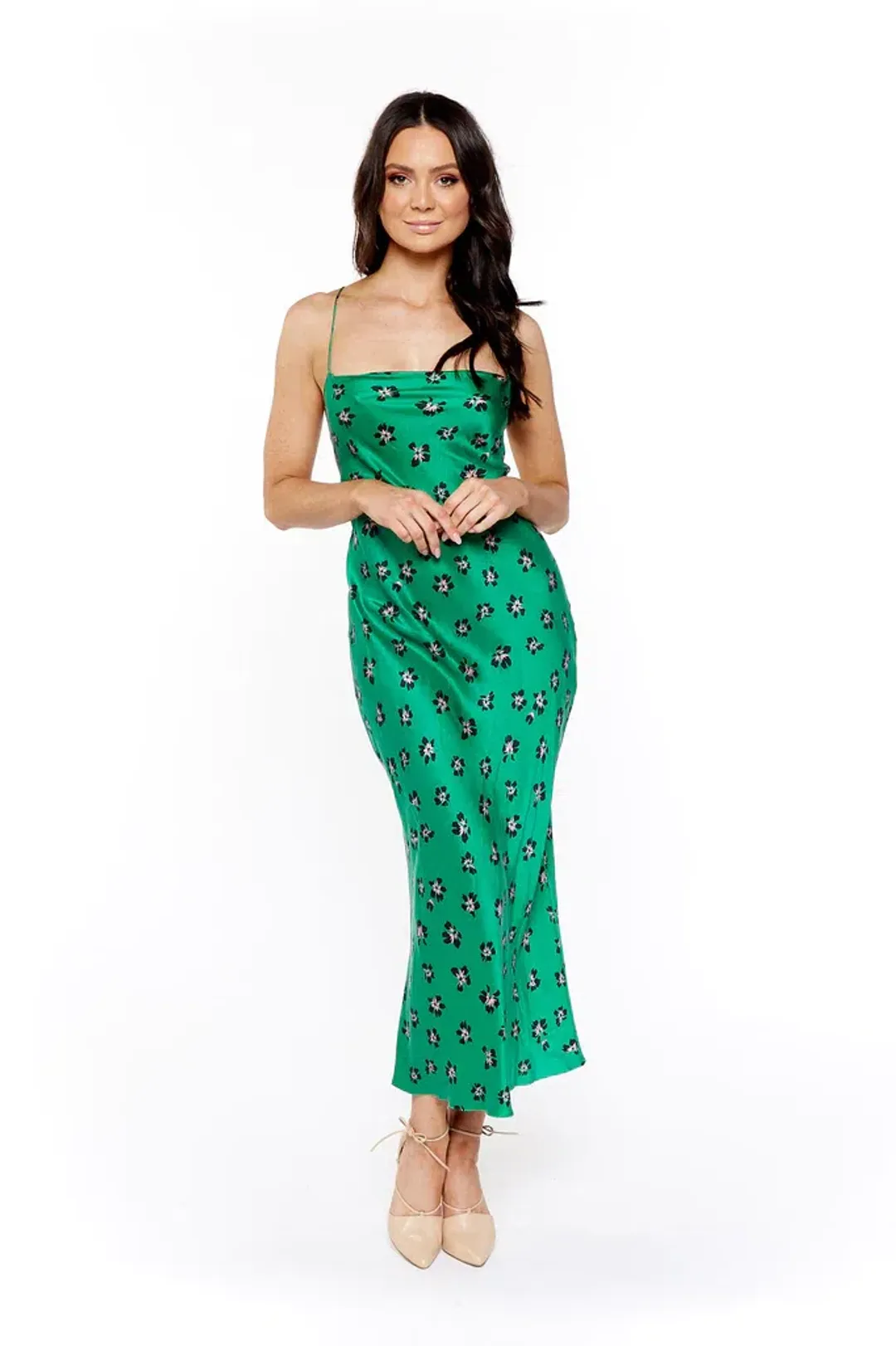 Bec & Bridge Tropicana Dress Green Floral Size 8 for rent on The Volte - main image