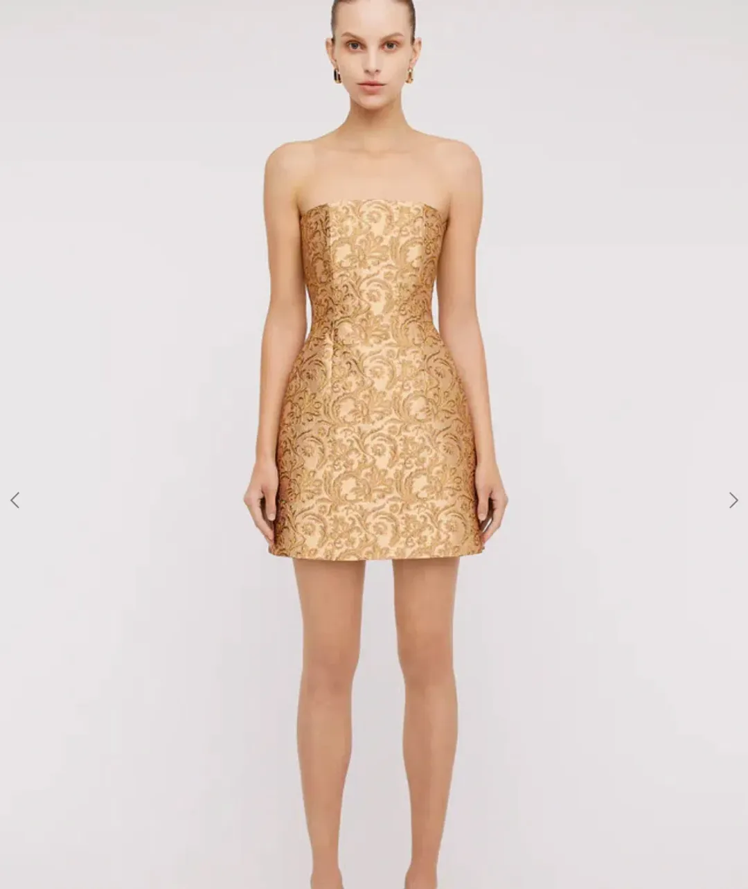 Scanlan Theodore Brocade Mini Dress Gold Size 6 for rent on The Volte - main image