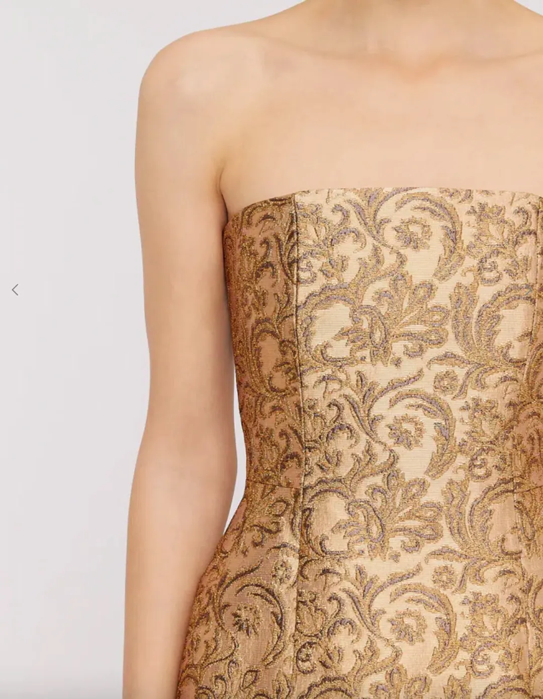 Scanlan Theodore Brocade Mini Dress Gold Size 6 for rent on The Volte - main image