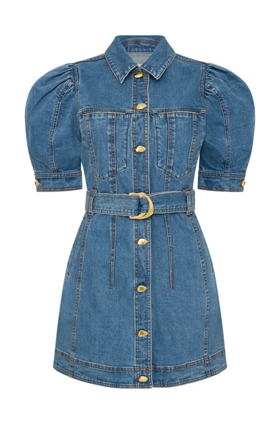 Aje Adrianna Puff Sleeve Mini Dress Blue Size 8 for rent on The Volte - main image