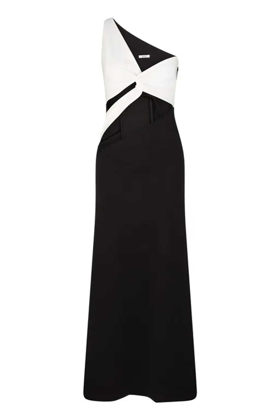 Aaizél Cut Out One Shoulder Maxi Dress Black/White Size 6 for rent on The Volte - main image