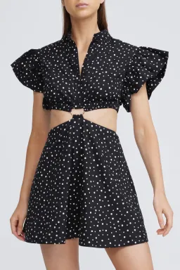 Significant Other Martine Mini Dress Black/Cream Polka Size 10 for rent on The Volte - image 1
