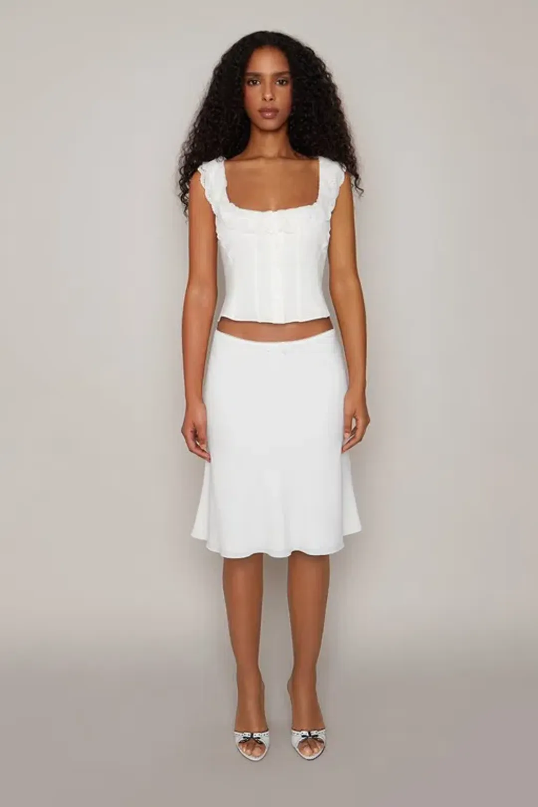 Danielle Guizio Paloma Lace Top & Skirt Set White Size 6  for rent on The Volte - main image