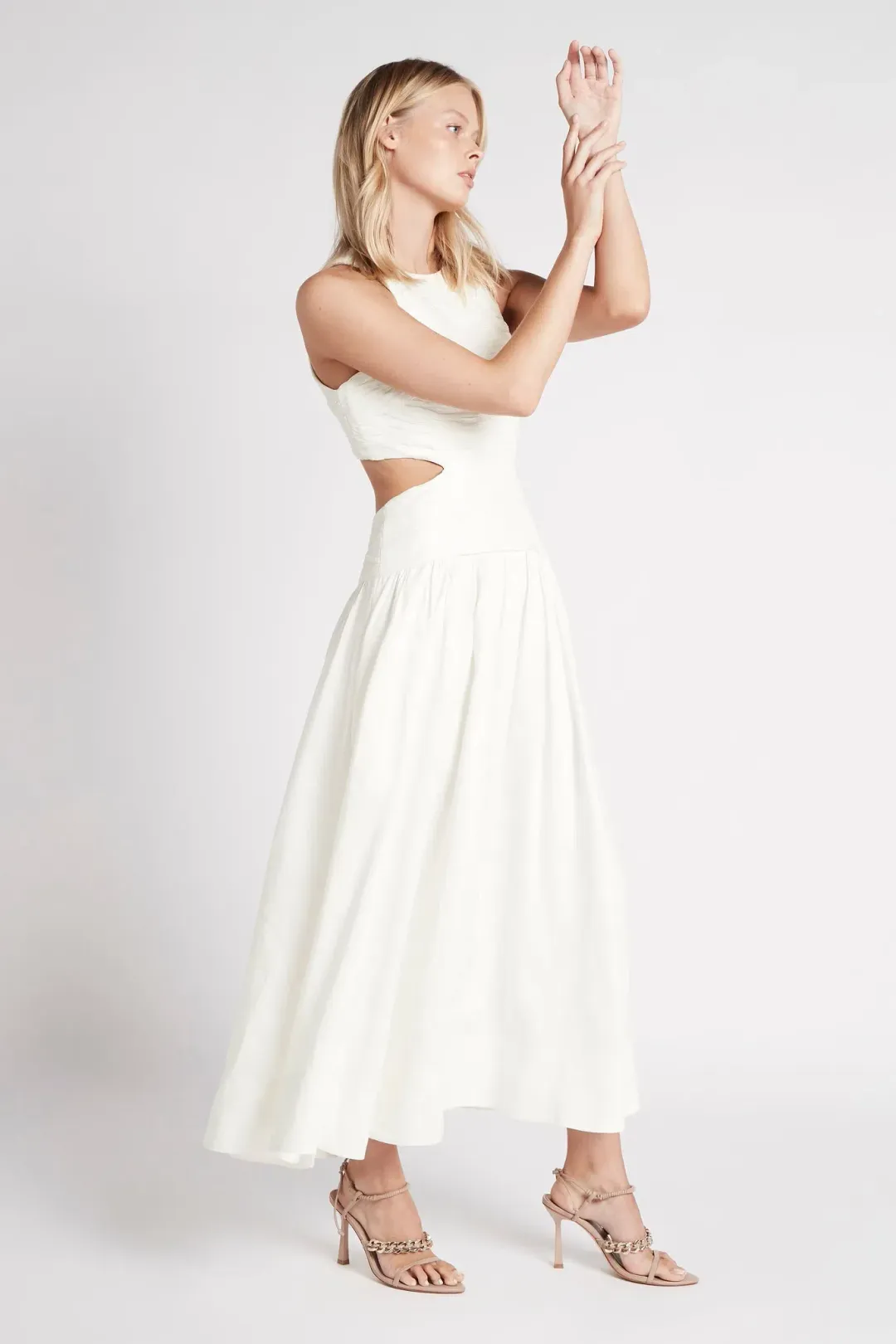 AJE Introspect Cut Out Midi Dress White Size 6  for rent on The Volte - main image
