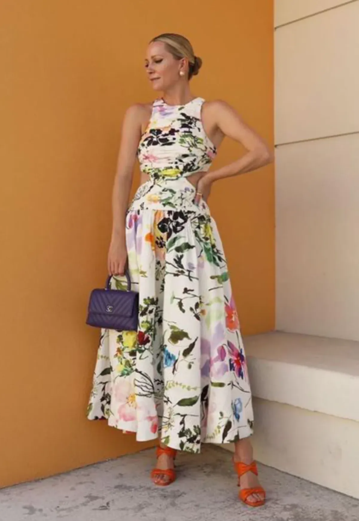 AJE INTROSPECT CUT OUT MIDI DRESS BOTANIC FLORAL SIZE 6 for rent on The Volte - main image