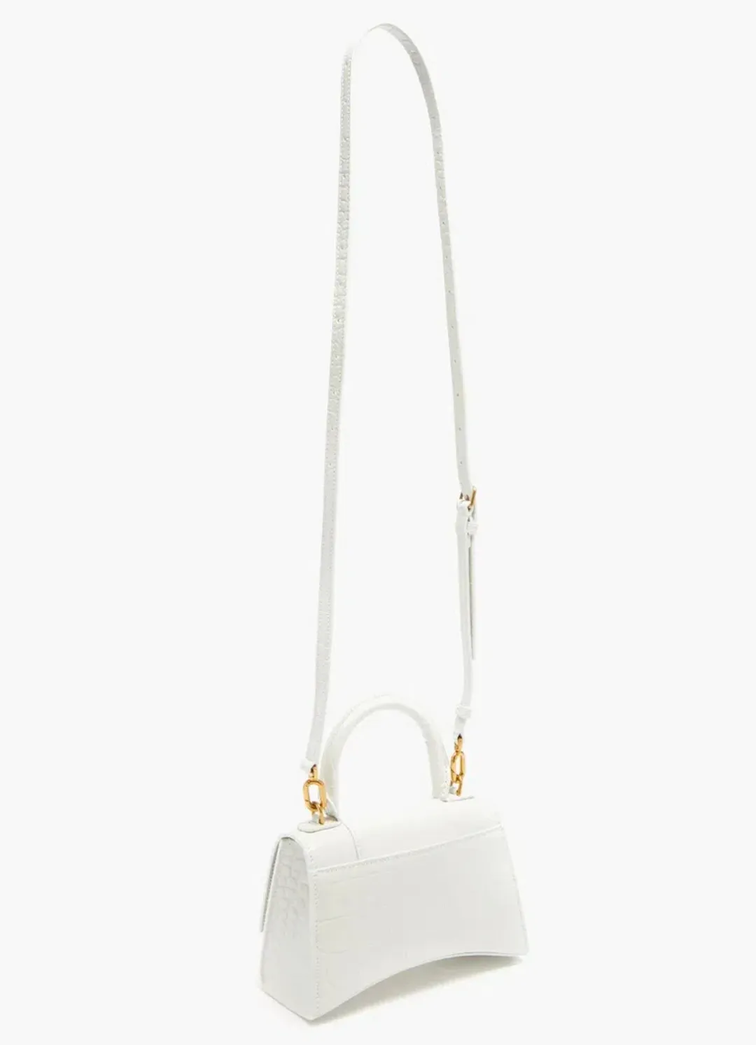 Balenciaga Hourglass XS Crocodile Effect Leather Bag White for rent on The Volte - main image