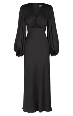 Shona Joy Luxe Twist Front Balloon Sleeve Midi Dress Black Size 6 / XS for rent on The Volte - image 4