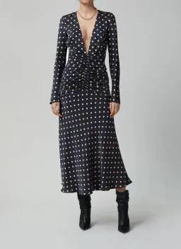 Bec & Bridge Paradis Long Sleeve Midi Dress Blue/Print Size 6 / XS for rent on The Volte - image 1