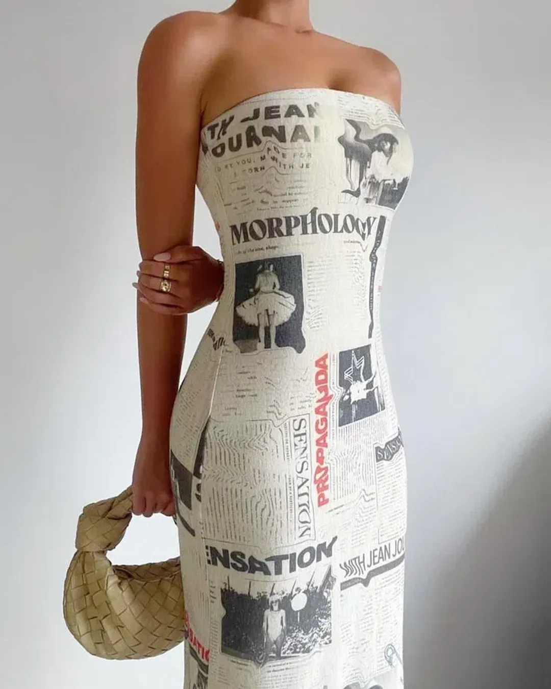 With Jean Frankie Midi Dress Read All About It Print Size S / Au 8 for rent on The Volte - main image