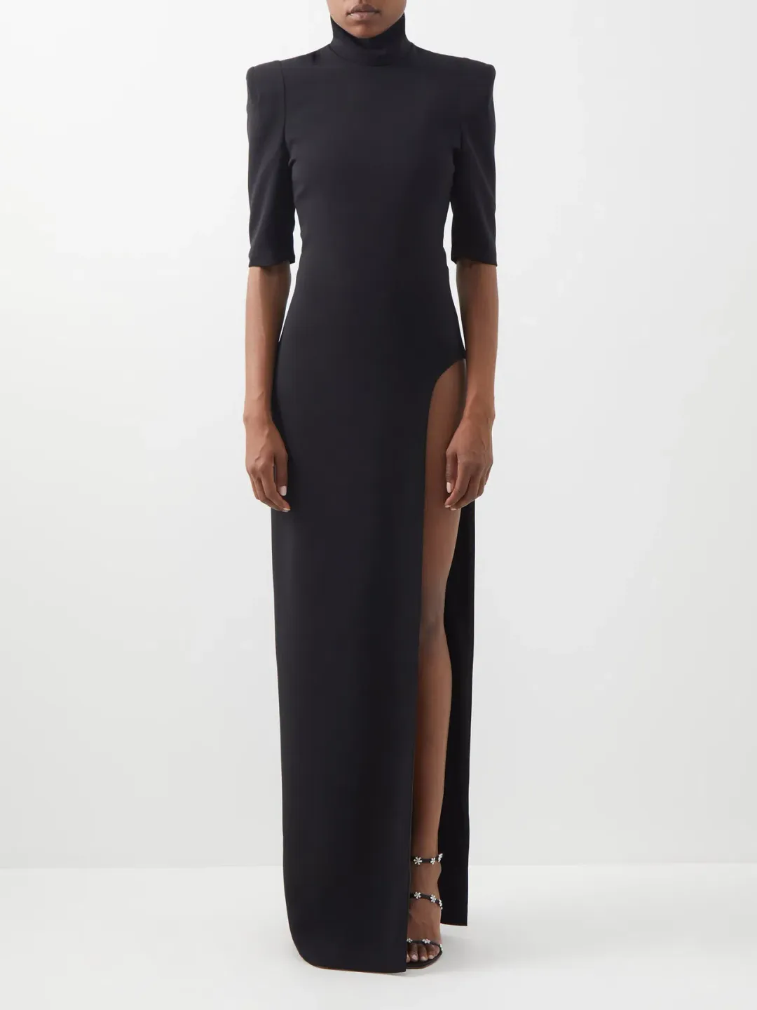 MONOT Turtleneck High Side Slit Dress Black for rent on The Volte - main image
