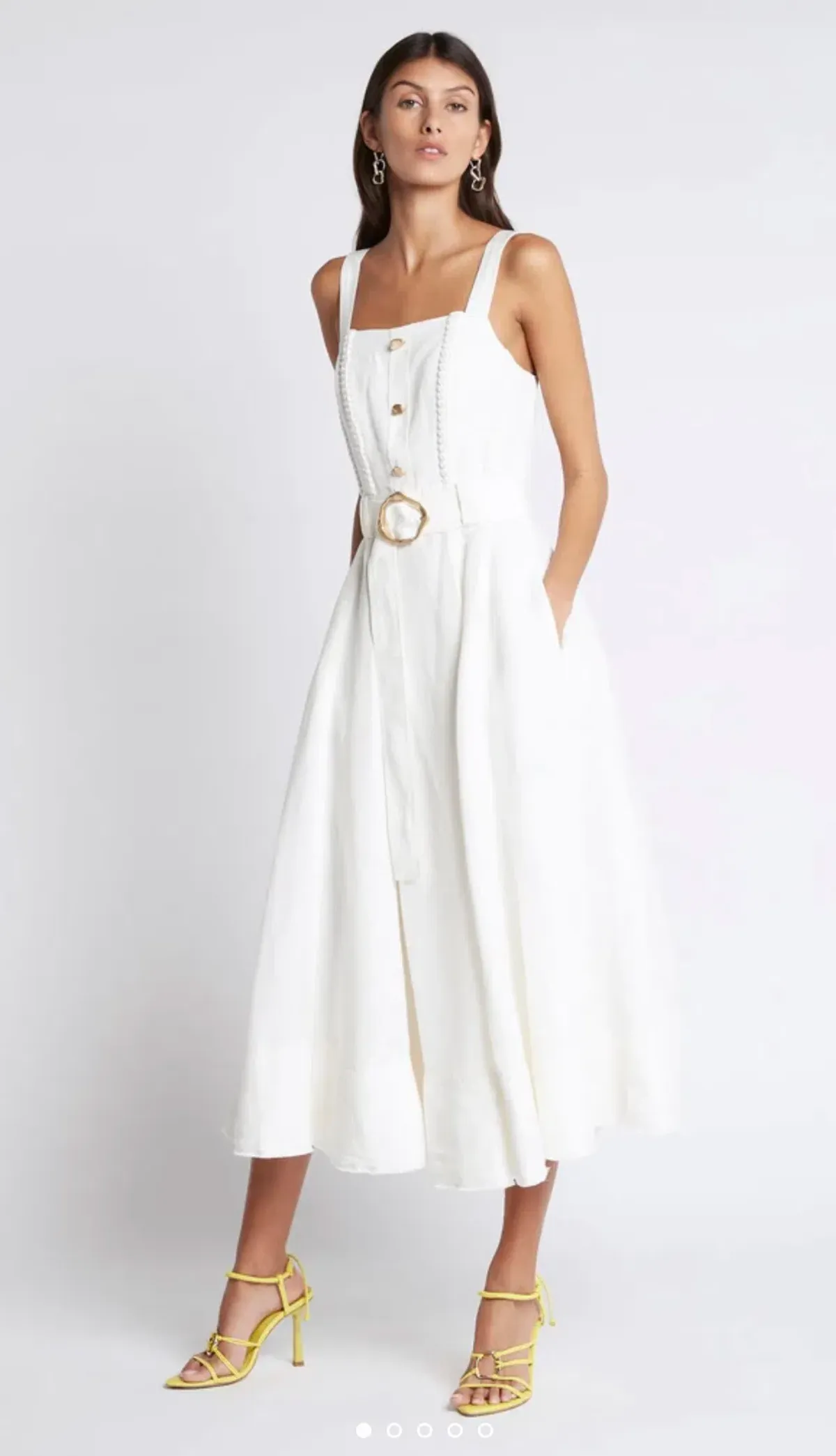 Aje Milos Braided Midi Dress Ivory Size 14 / XL for rent on The Volte - main image