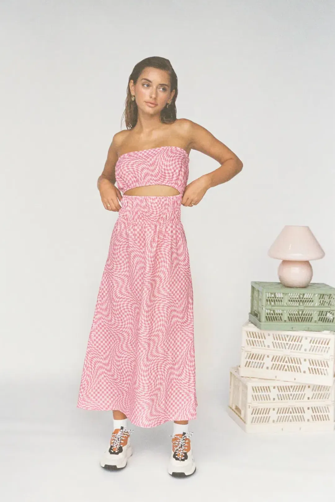 Palytte The Label Piper Dress Print Pink Size AU 6 for rent on The Volte - main image
