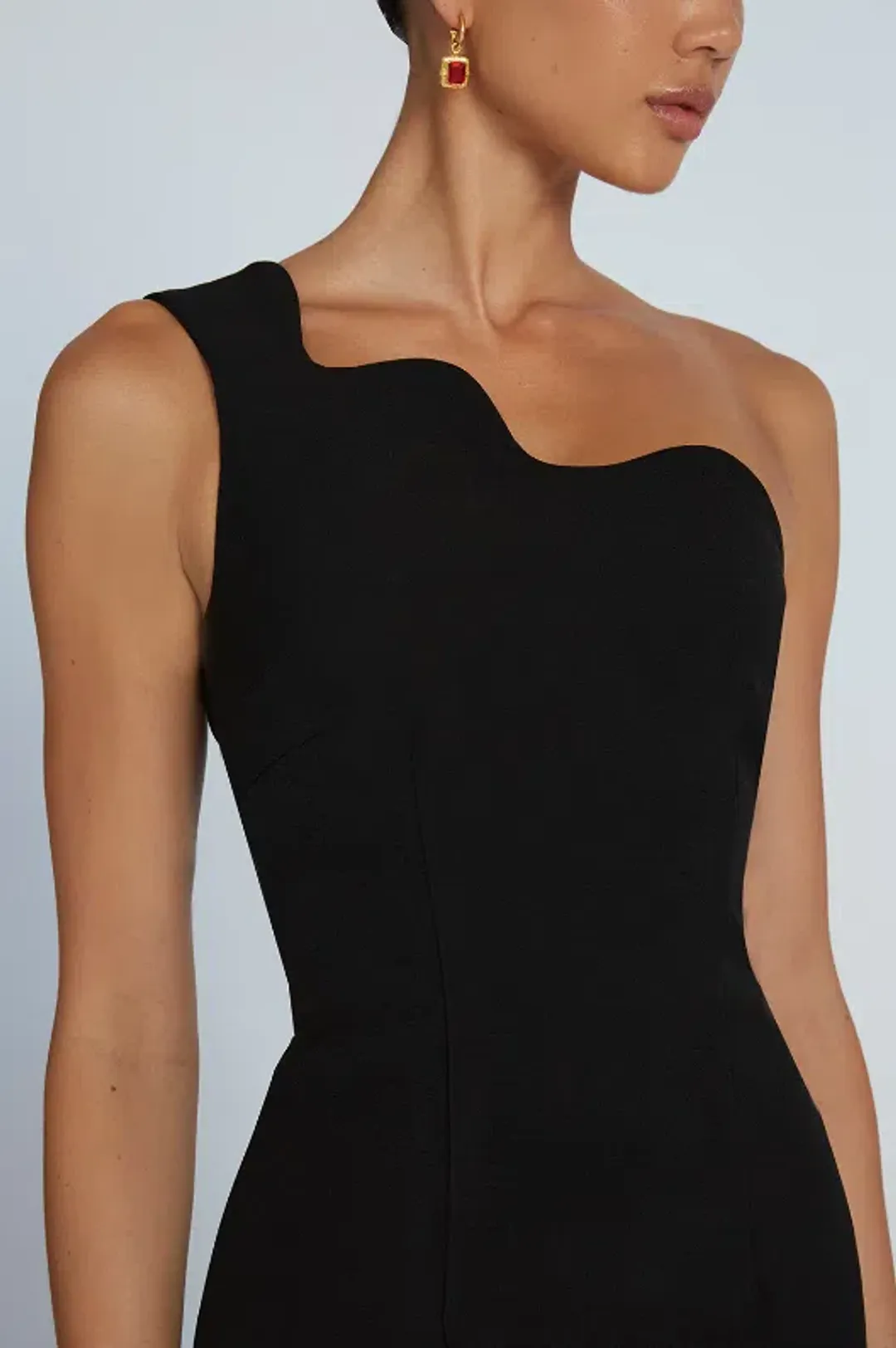 By Johnny Wave One Shoulder Mini Dress Black Size 10 for rent on The Volte - main image