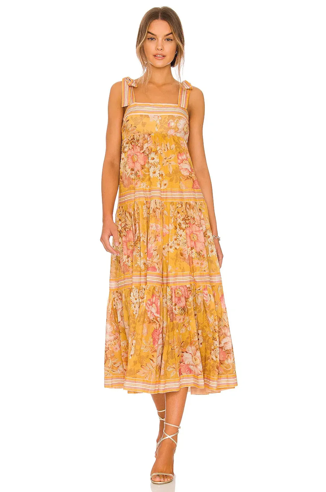 Zimmermann Pattie Tie Shoulder Midi Dress Floral Size 0 / Au 8 for rent on The Volte - main image
