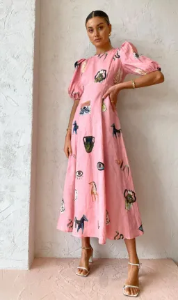 Alemais Cleo Midi Dress in Pink Size 10 for rent on The Volte - image 1
