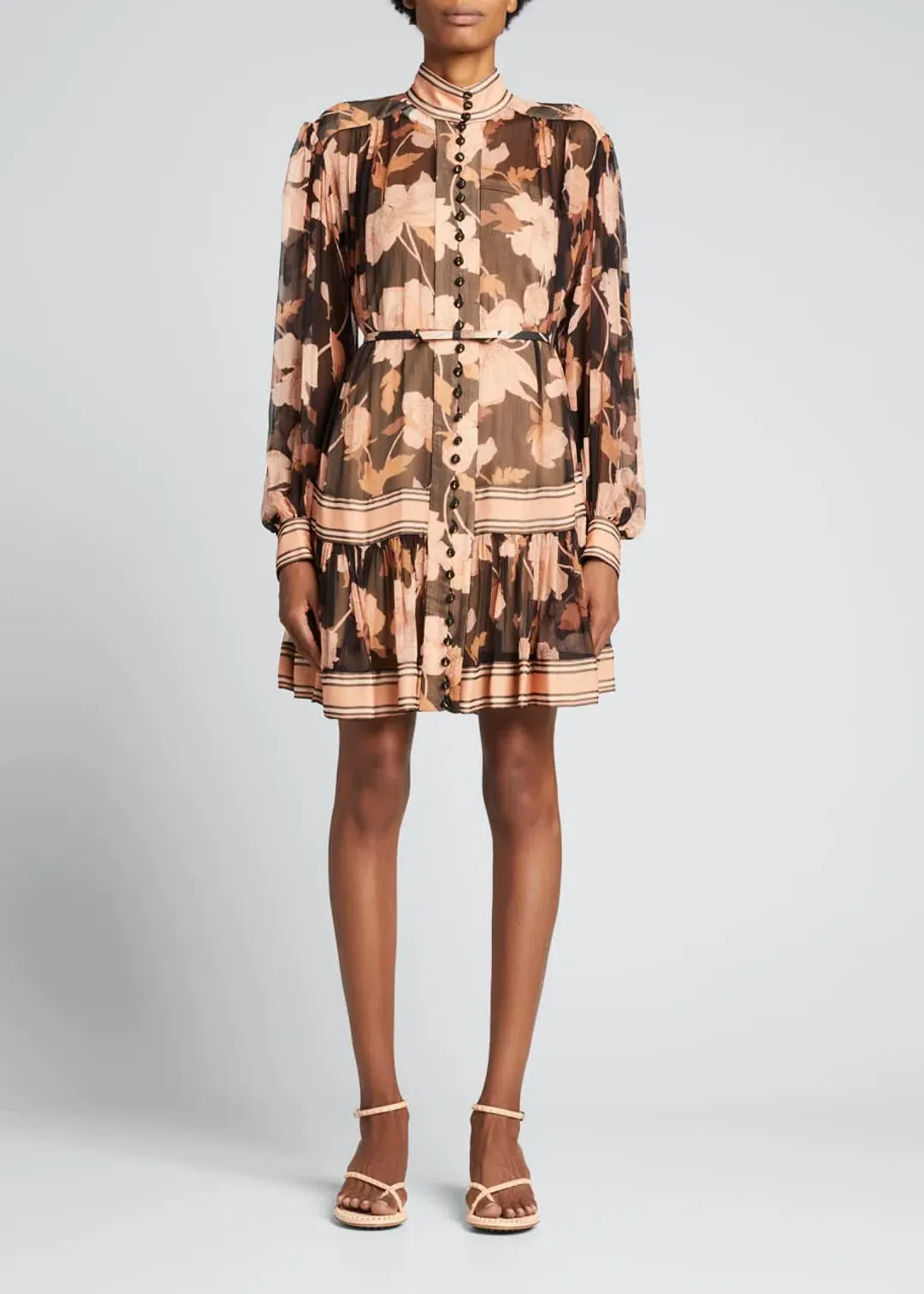 Zimmermann Concert Peonies Panelled Mini Dress Black Peonies Size 0 / AU 8 for rent on The Volte - main image