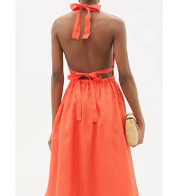 Zimmermann Shelly Halterneck Midi Dress Papaya Orange Size AU 6 for rent on The Volte - image 3
