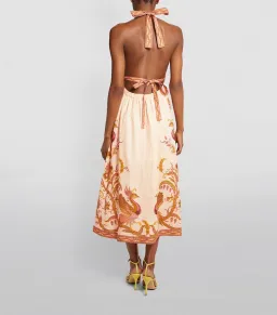 Zimmermann Cassia Halter Bow Midi Dress in Cream Bird Floral Size 6 for rent on The Volte - image 2