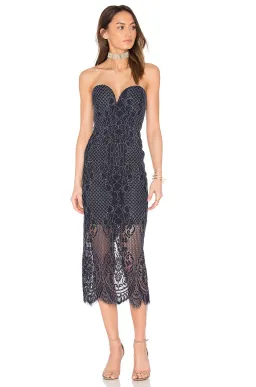 Shona Joy Lace Bustier Midi Dress Navy Size 12 / L for rent on The Volte - image 1