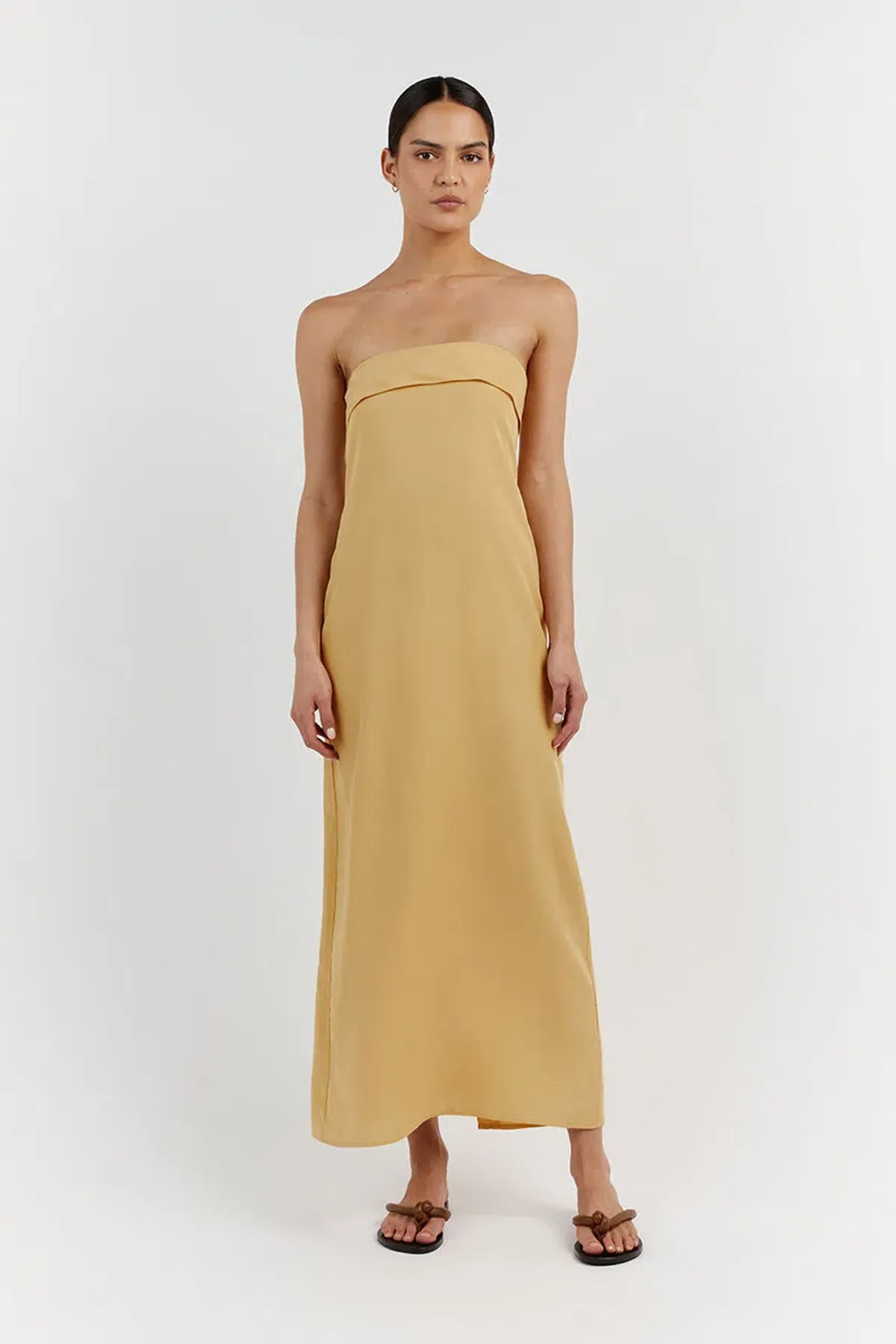 Dissh Kai Strapless Midi Dress Lemon Size 10 / M for rent on The Volte - main image