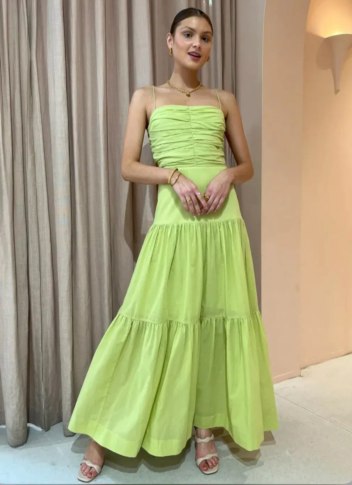 Bec & Bridge Solstice Drop Waist Dress Lime Green Size 6 for rent on The Volte - main image