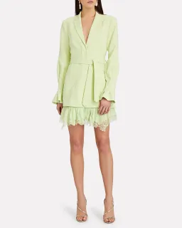 Jonathan Simkhai Victoria Lace Trimmed Blazer Dress Green Size 12 for rent on The Volte - image 1