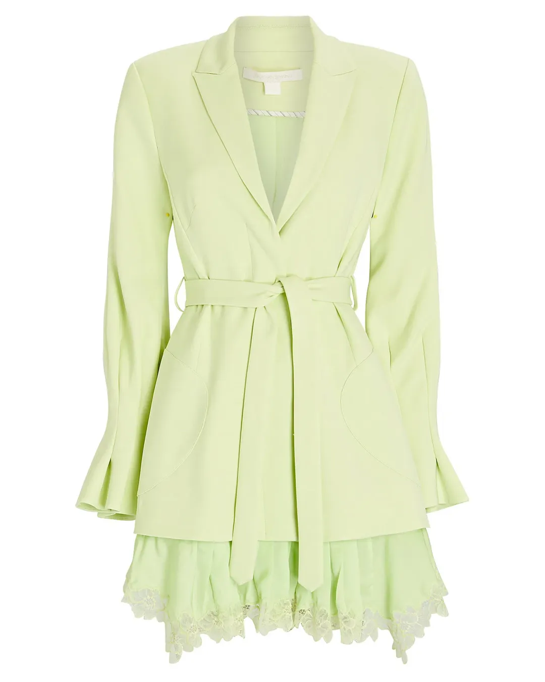 Jonathan Simkhai Victoria Lace Trimmed Blazer Dress Green Size 12 for rent on The Volte - main image