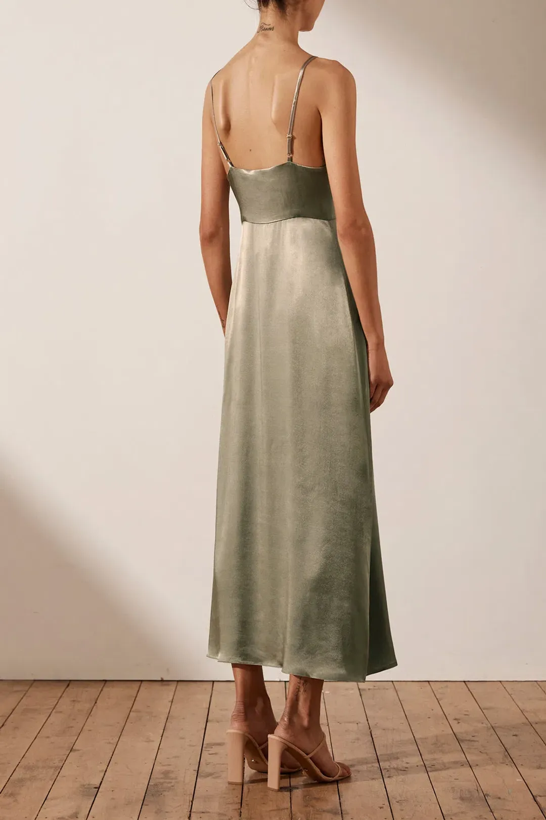 Shona Joy La Lune Cocktail Midi Dress Sage Size 10 for rent on The Volte - main image
