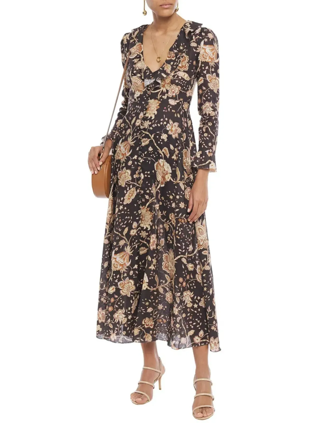 Zimmermann Veneto Ruffle-Trimmed Linen Maxi Dress Floral-Print Size 0/Au 8 for rent on The Volte - main image