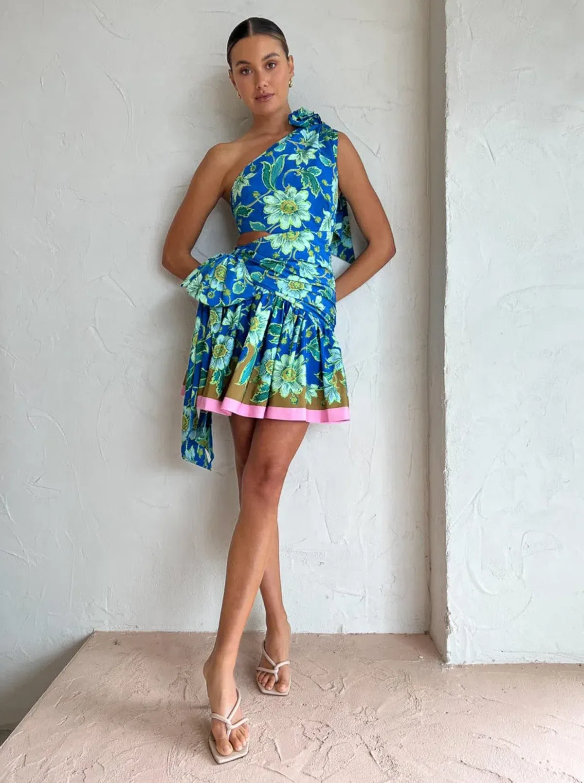 Alemais Winnie One Shoulder Mini Dress Blue Size 8 for rent on The Volte - main image