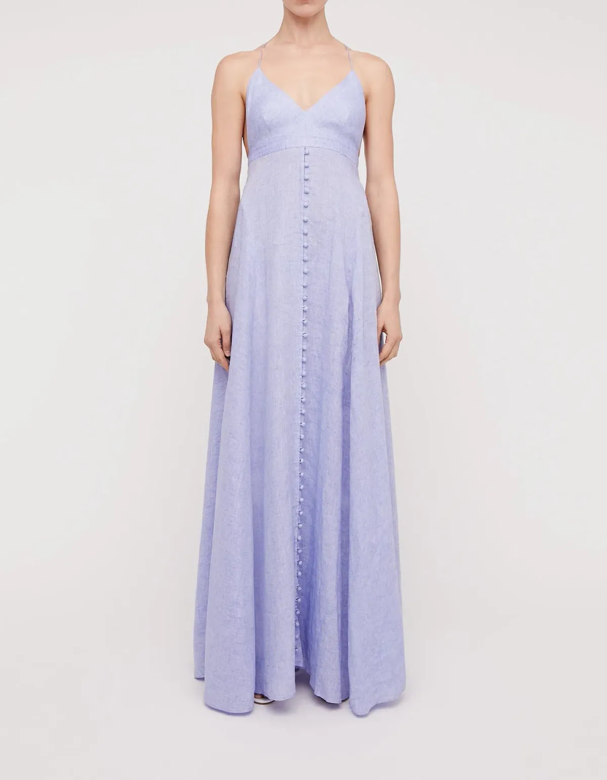 Scanlan Theodore Italian Linen Shoestring Dress Mauve Size 8 for rent on The Volte - main image