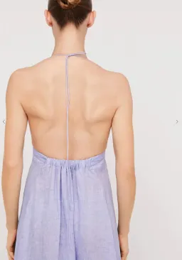 Scanlan Theodore Italian Linen Shoestring Dress Mauve Size 8 for rent on The Volte - image 2