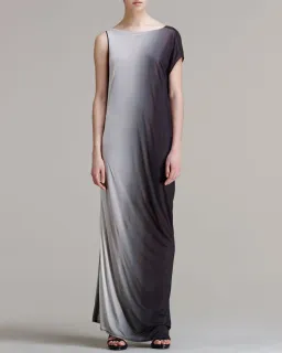 Helmut Lang Shadow Ombré Jersey Maxi Dress Grey Size S / Au 8 for rent on The Volte - image 1