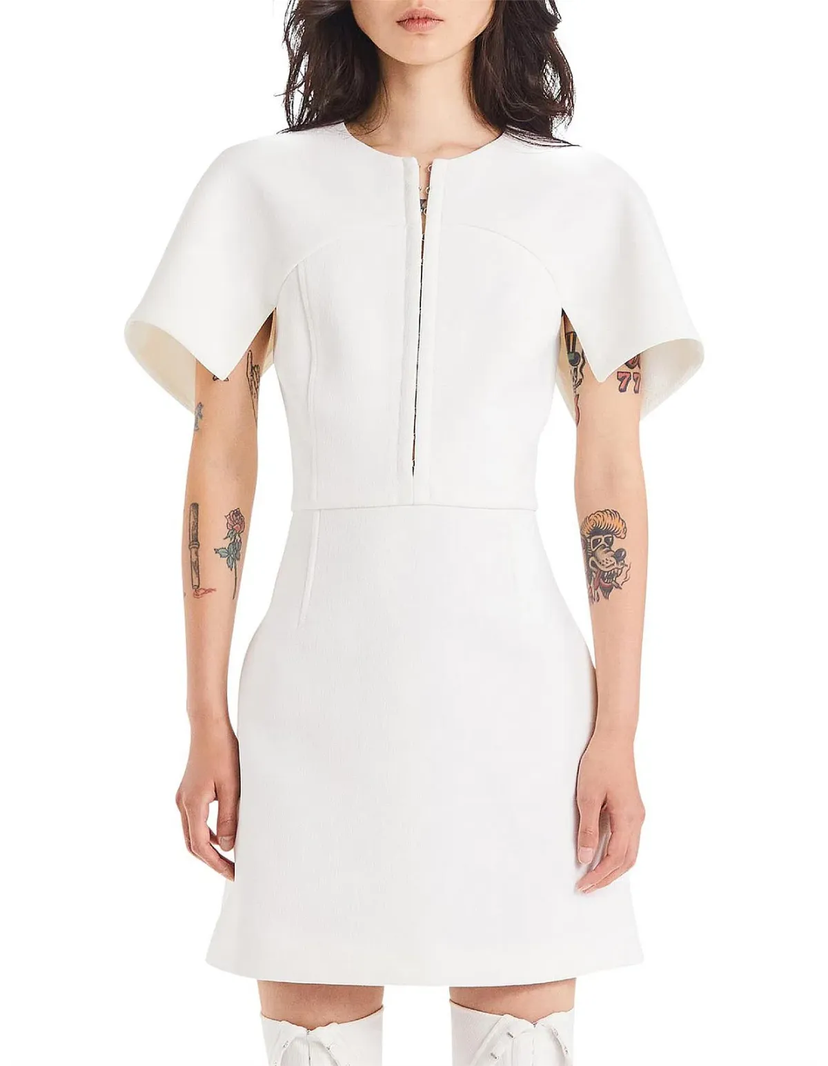 Dion Lee Hook and Eye Crepe Mini Dress White Size 6 for rent on The Volte - main image