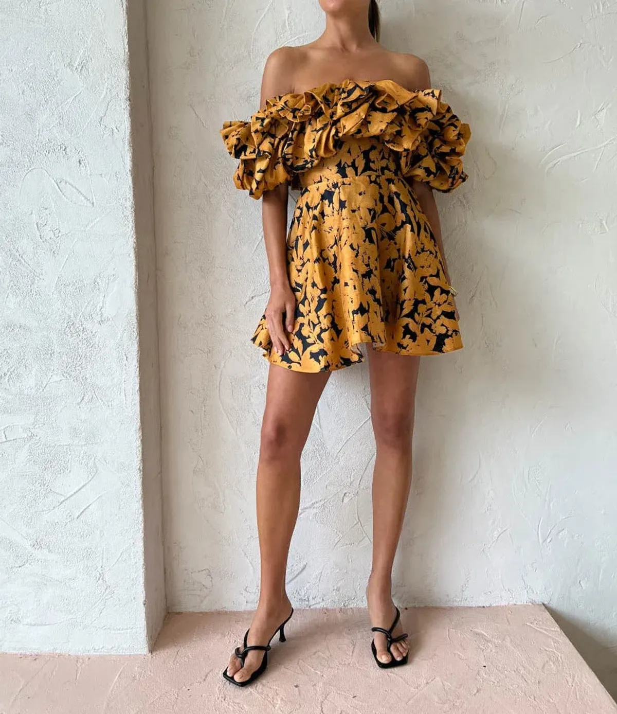 Acler York Mini Dress in Night Garden Print Size 8 for rent on The Volte - main image