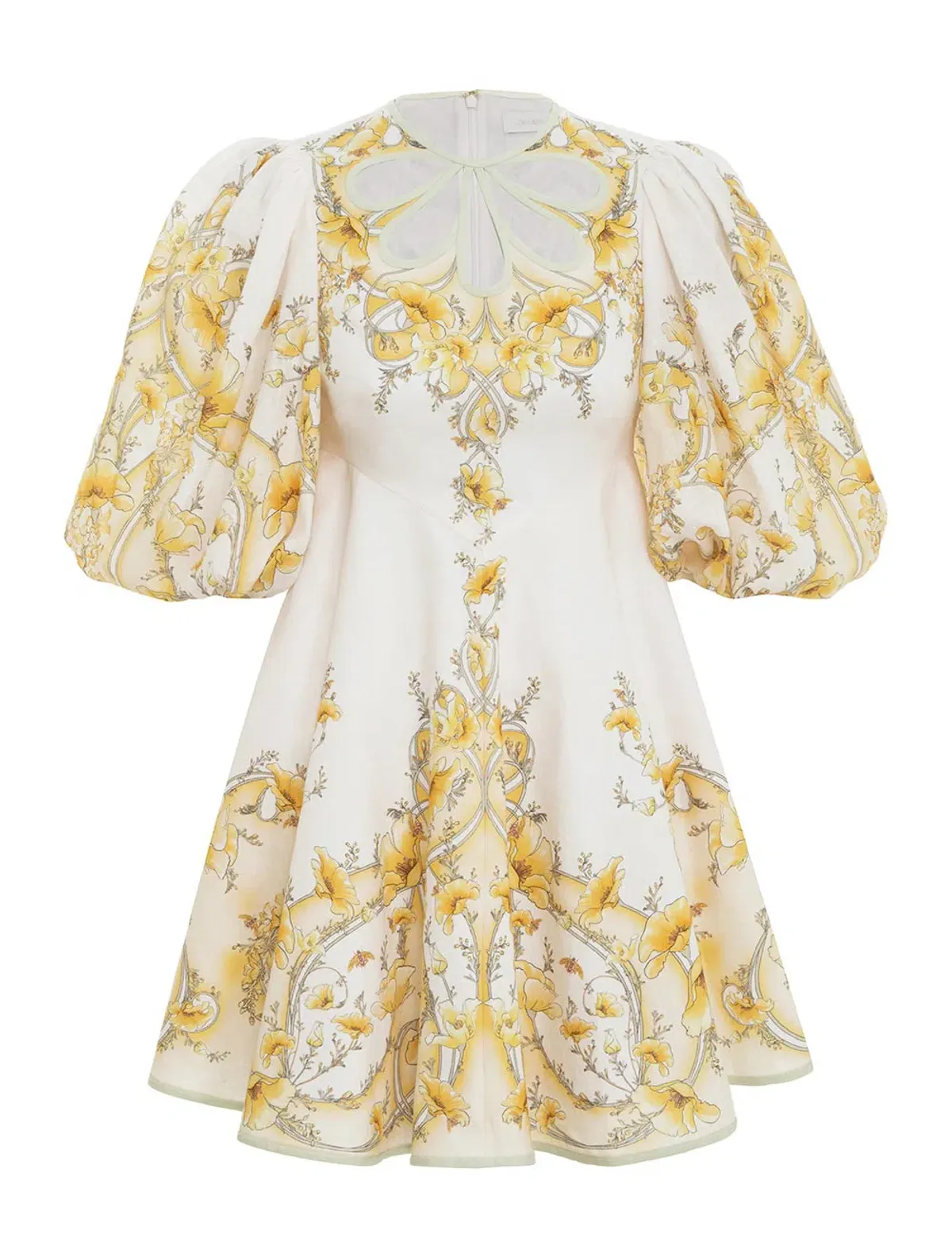 Zimmermann Jeannie Keyhole Mini Dress Yellow Poppy AU12 for rent on The Volte - main image