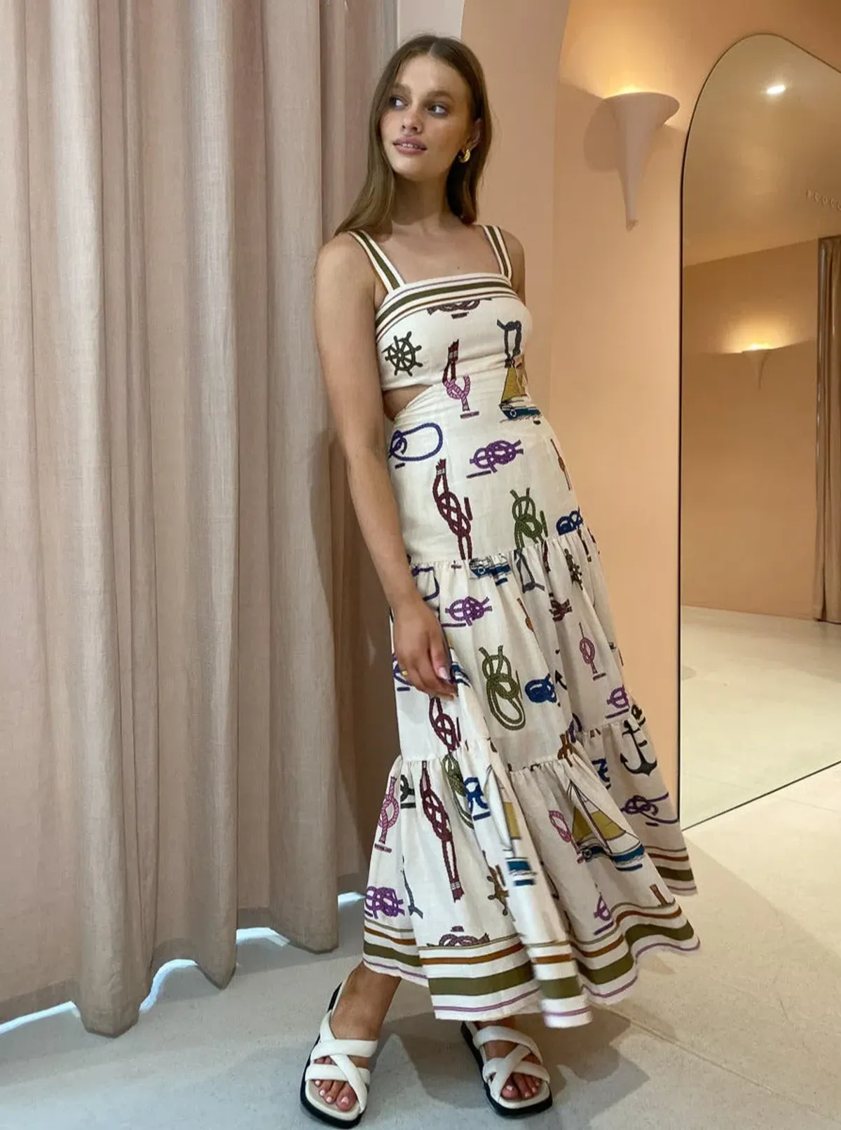 Alemais Ships Ahoy’ Sun Dress Multi Size 6 for rent on The Volte - main image