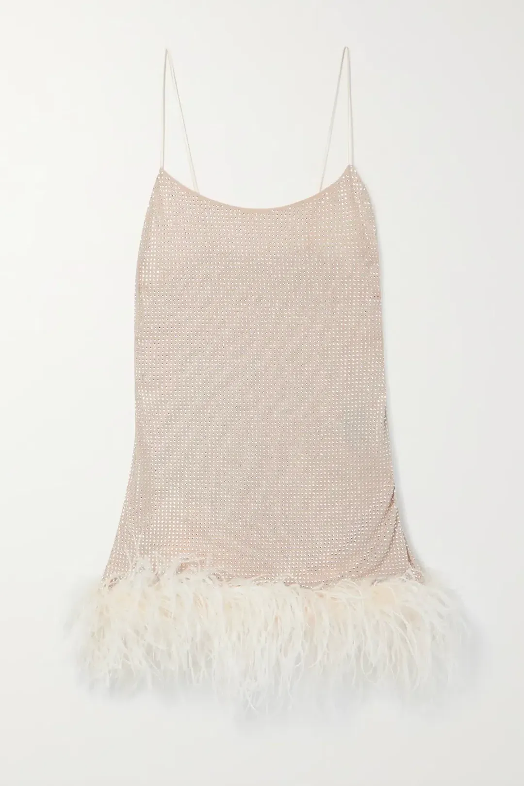 Leslie Amon Laurie Crystal-Embellished Feather-Trimmed Mini Dress Size S / AU 6-8 for rent on The Volte - main image