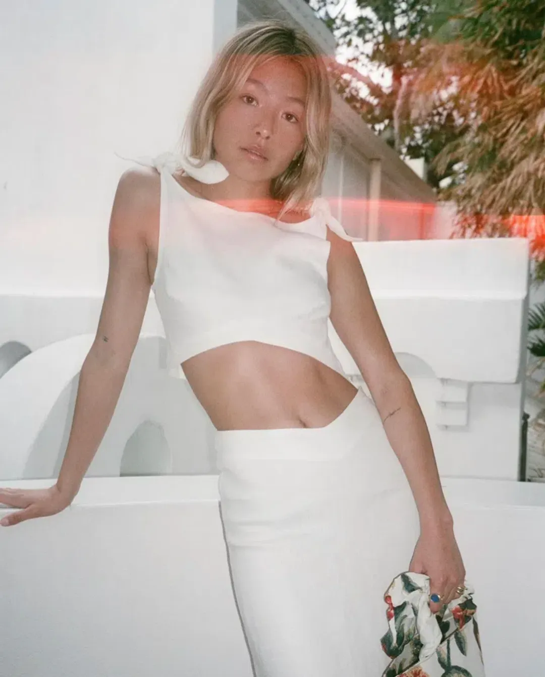 Sir the Label Ambroise Knot Crop Top and Midi Skirt Set White Size 1/Au 8 for rent on The Volte - main image