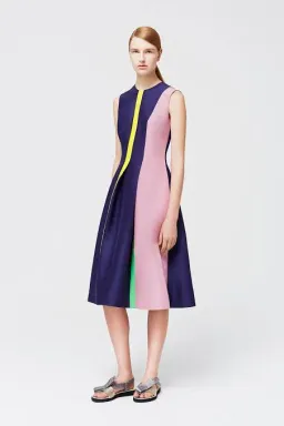 Roksanda Navy And Stripe Midi Dress Navy Blue Size AU 8 for rent on The Volte - image 1