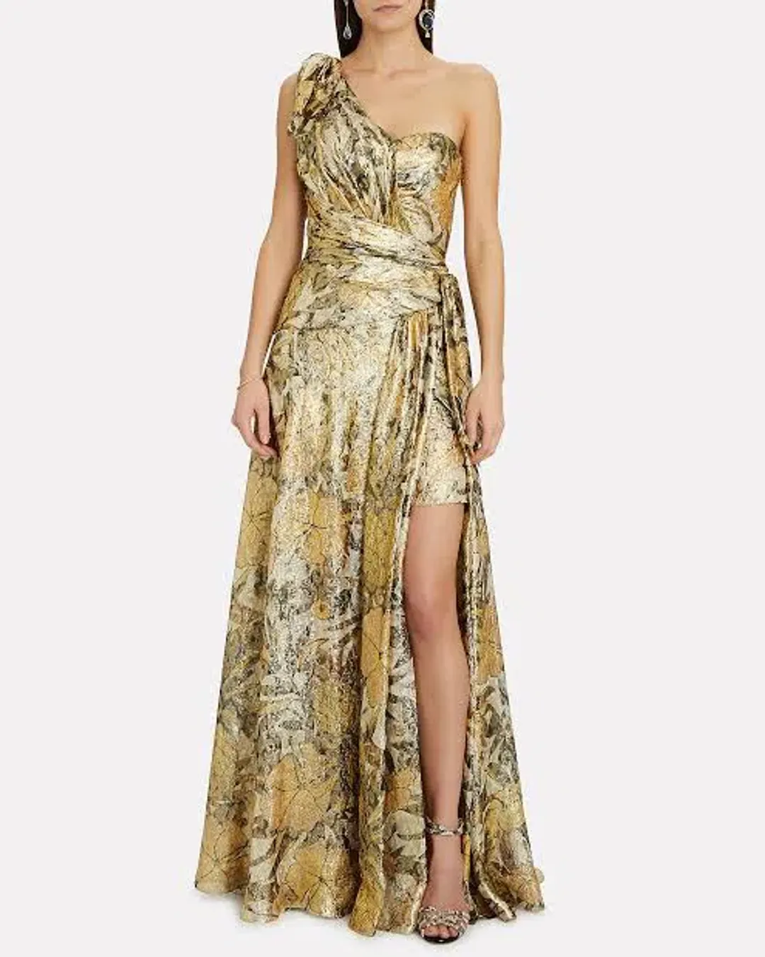 Dundas Gold Lame Gown Gold AU Size 6   for rent on The Volte - main image