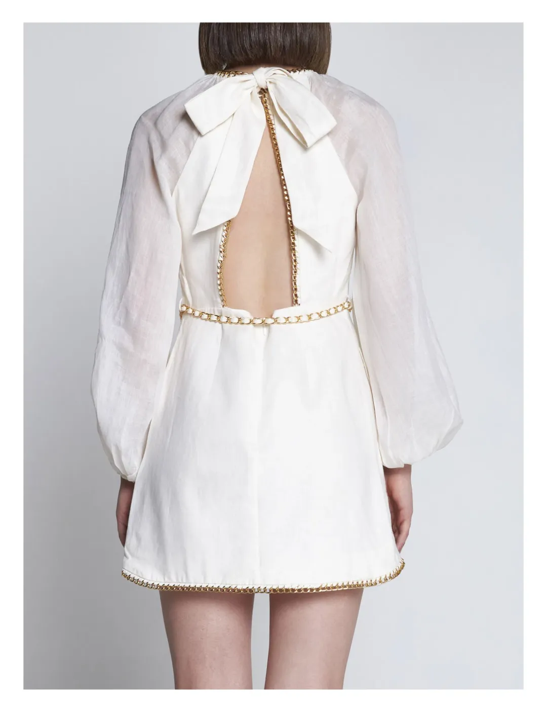 Zimmermann Rouleau Chain Mini Dress Cream Size 2/Au 12 for rent on The Volte - main image