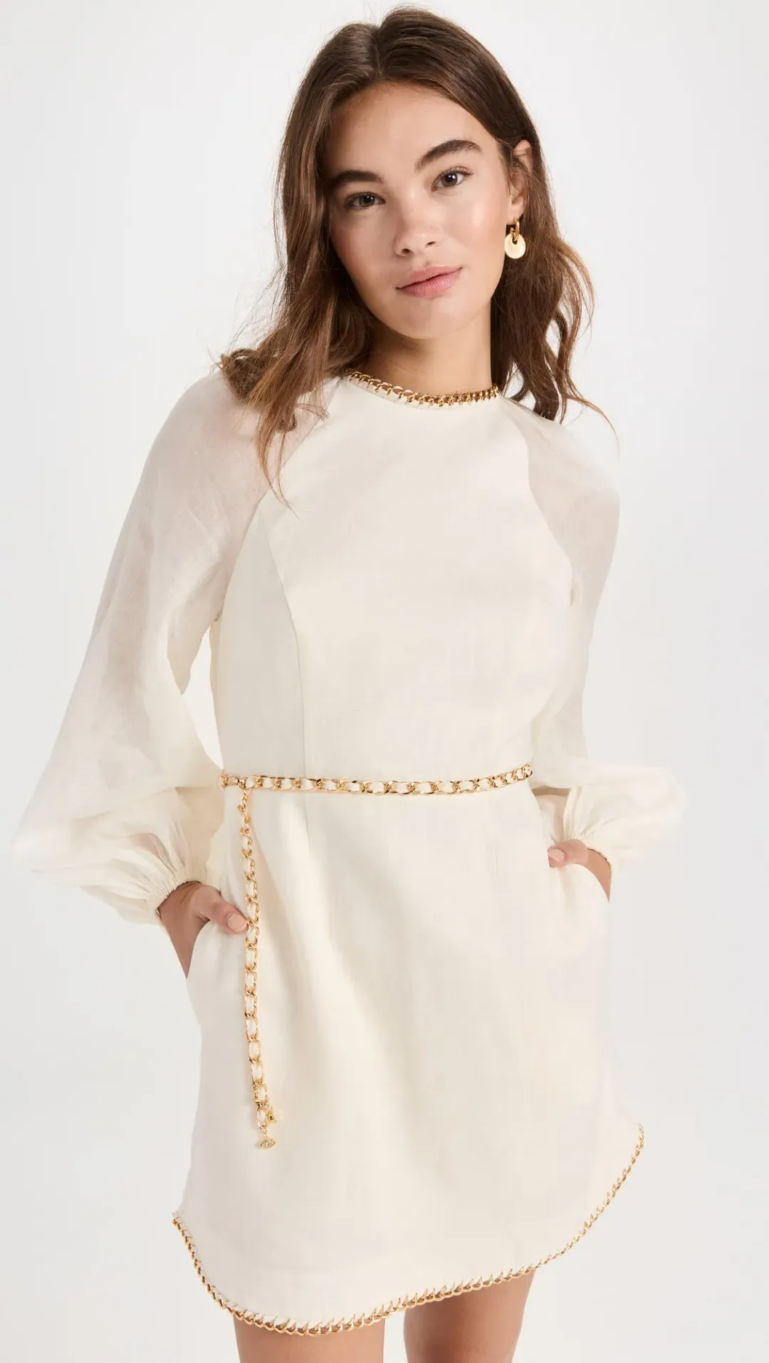 Zimmermann Rouleau Chain Mini Dress Cream Size 2/Au 12 for rent on The Volte - main image