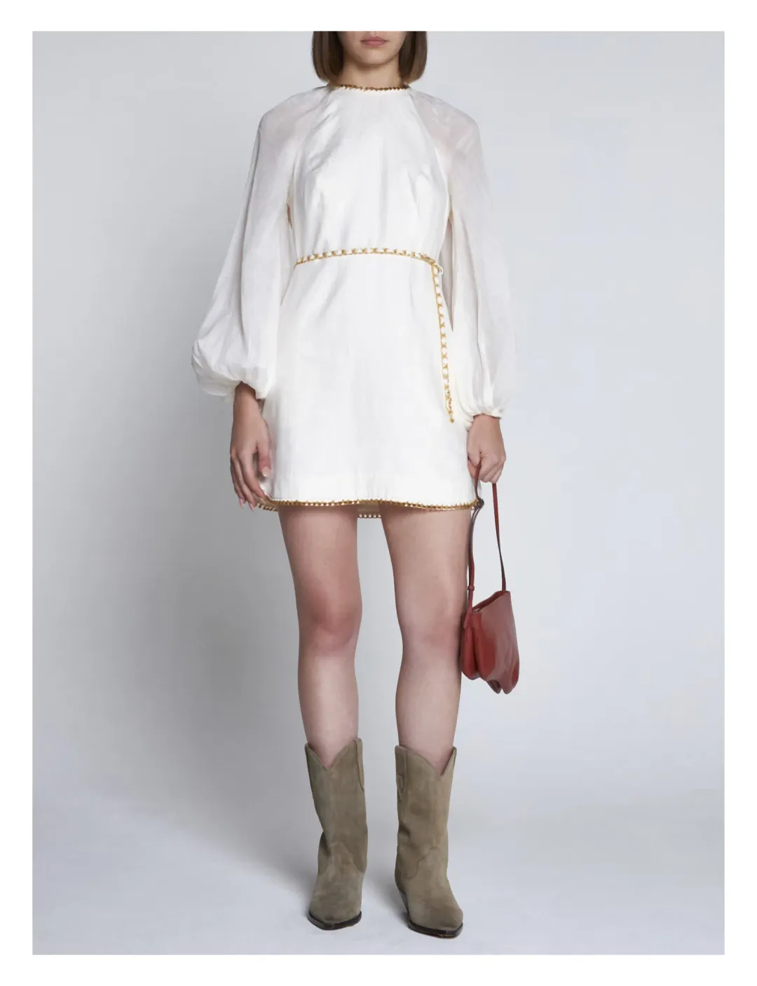 Zimmermann Rouleau Chain Mini Dress Cream Size 2/Au 12 for rent on The Volte - main image
