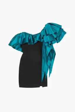 Rasario Mini Dress with Teal Ruffle Blue Size AU 6 for rent on The Volte - image 4