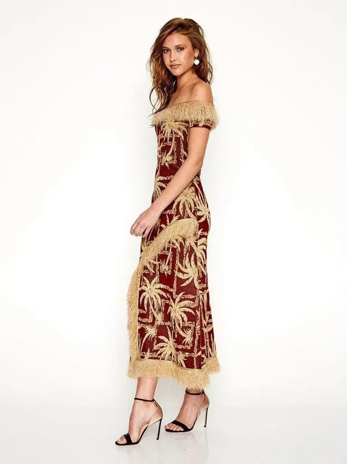 Alice McCall Gold and Red Take me to Paradise midi dress Gold Size AU 6 for rent on The Volte - main image