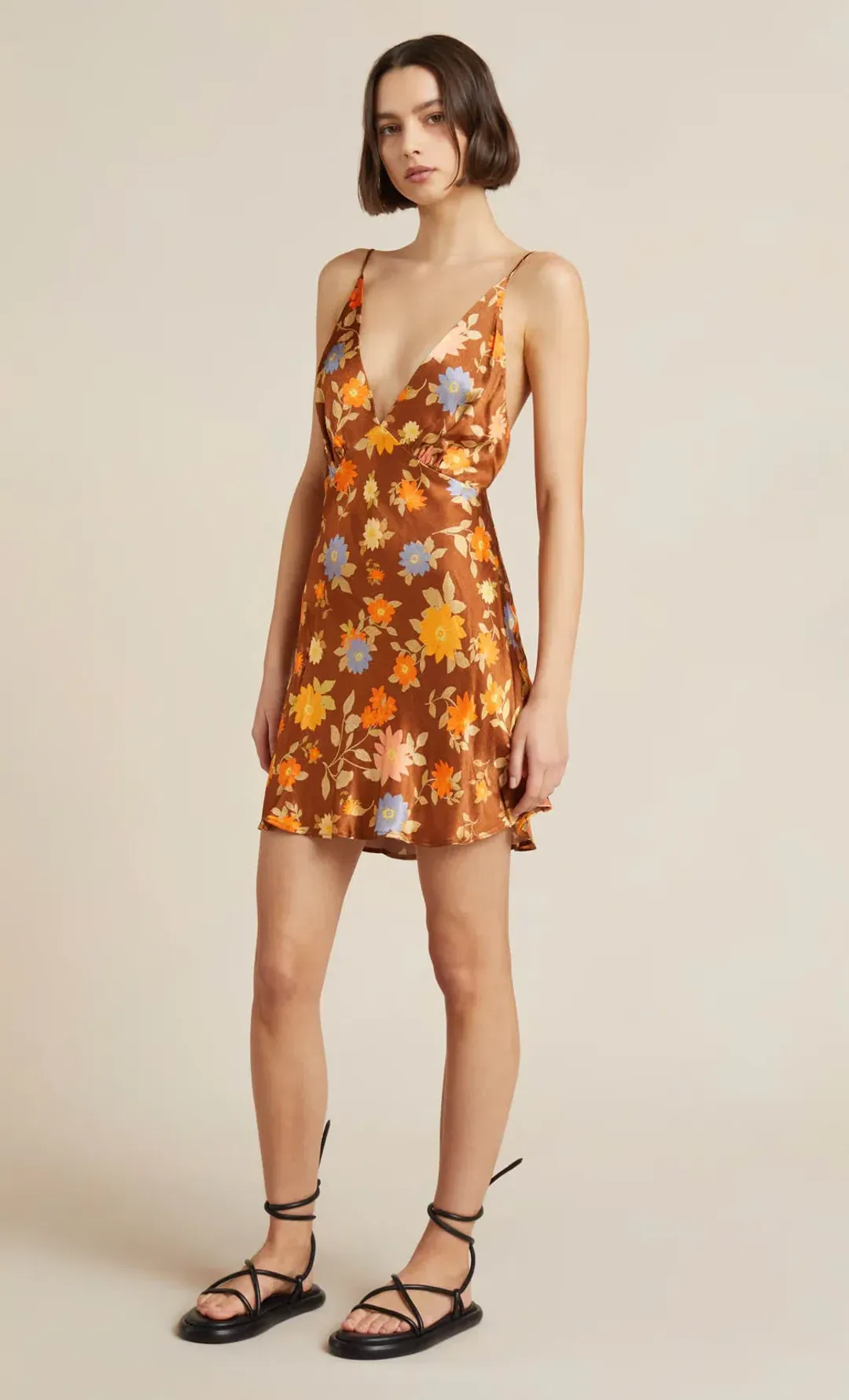 Bec & Bridge Carmen Floral satin mini dress Orange Size AU 8 for rent on The Volte - main image